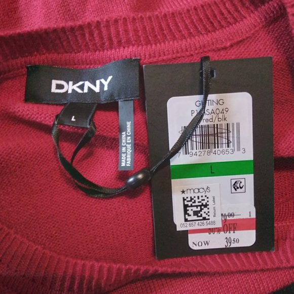 Oversized Red Black Sequin Logo Striped Sweater - Picture 4 of 4